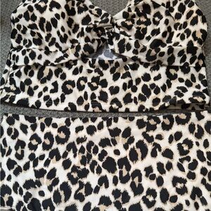 OLD NAVY Leopard Print Two-Piece Swim Set - Black & Cream